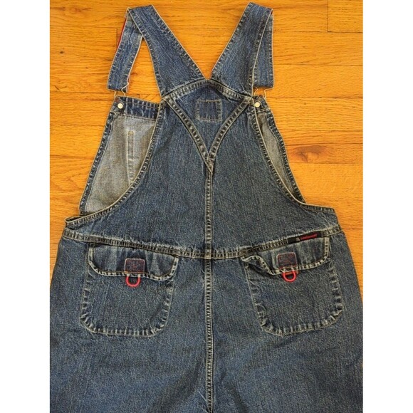 BUM Equipment Baggy Overalls Y2K HipHop Style VTG 90s SpellOut Blue Denim Sz XL - Picture 9 of 10